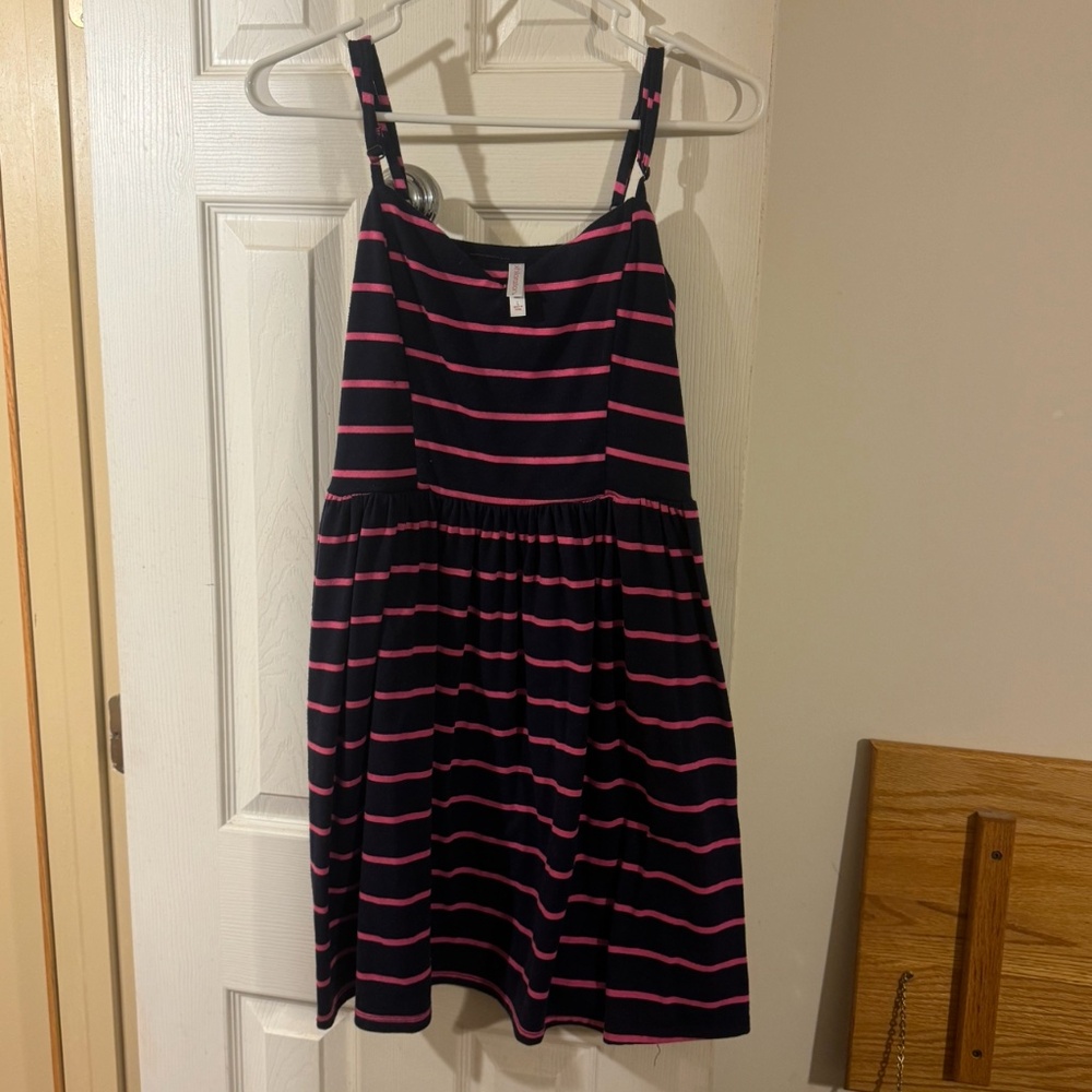 XHILARATION DRESS - Pink n Blue striped spaghetti strap above knee mini LARGE
